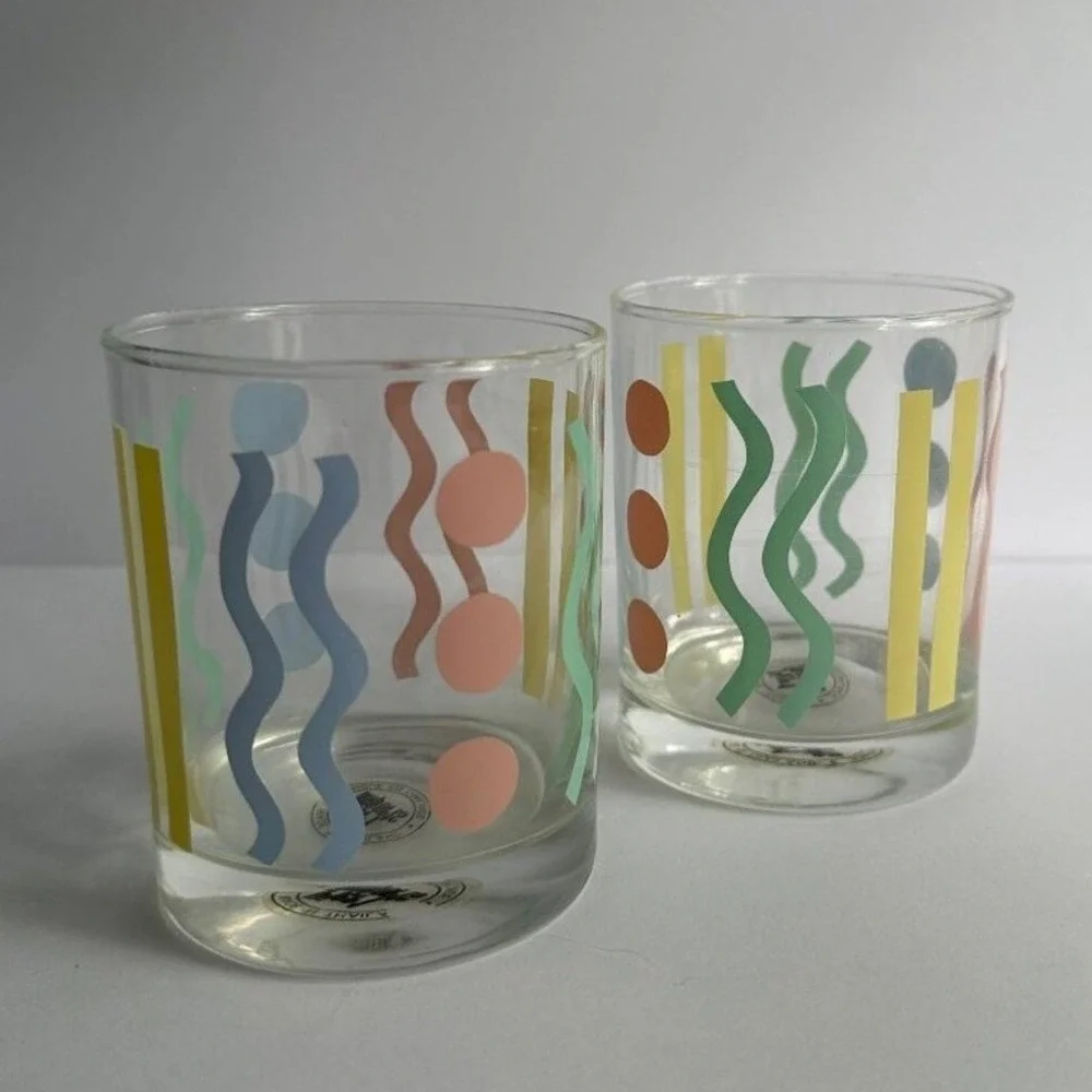 Vintage Pier 1 Imports Memphis-Style Rocks Glasses (Set of 2)
